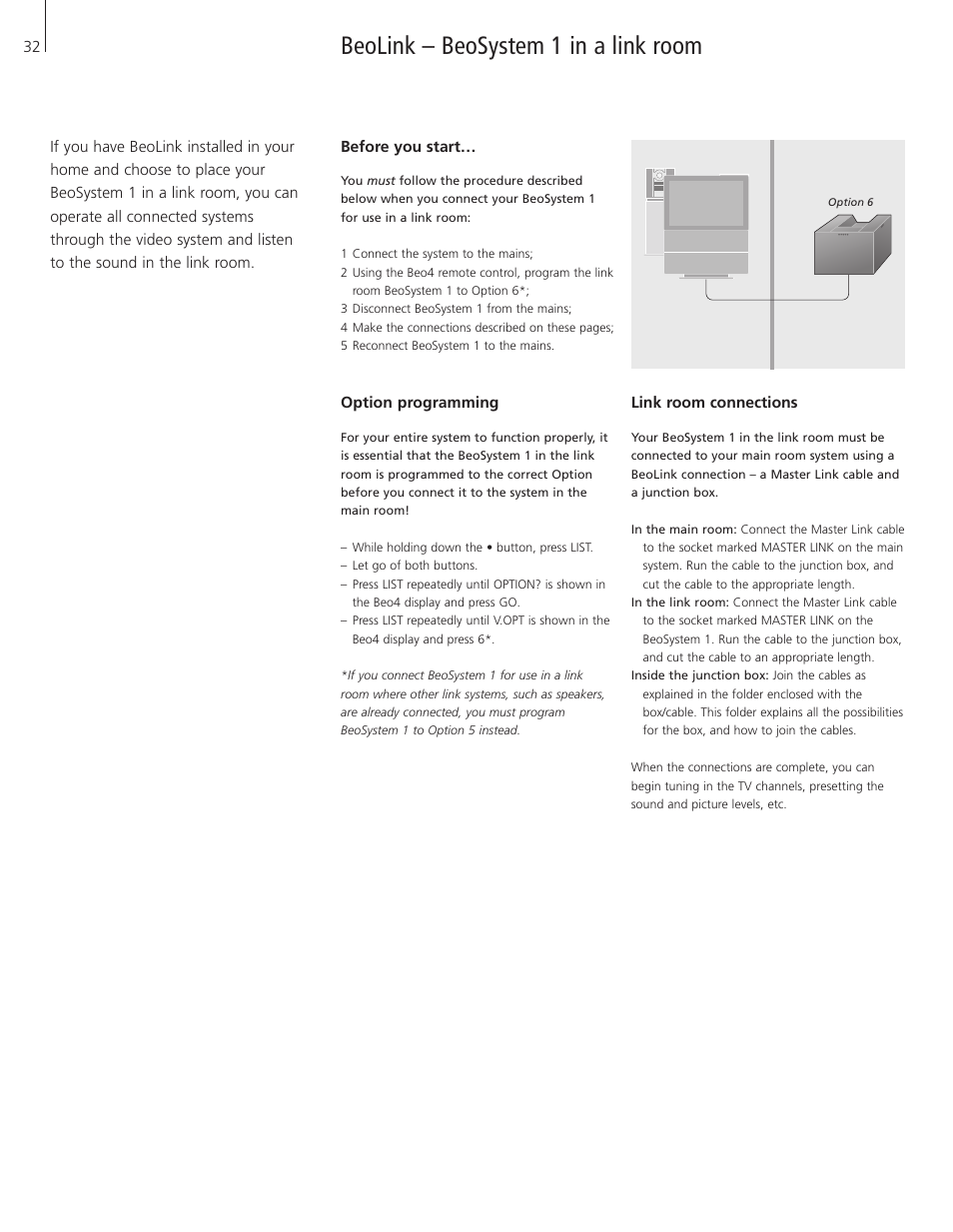 Beolink – beosystem 1 in a link room | Bang & Olufsen BeoSystem 1 User Manual | Page 32 / 52