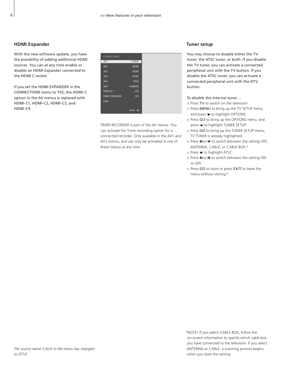 Hdmi expander, Tuner setup | Bang & Olufsen BeoSystem 3 Supplement User Manual | Page 4 / 4
