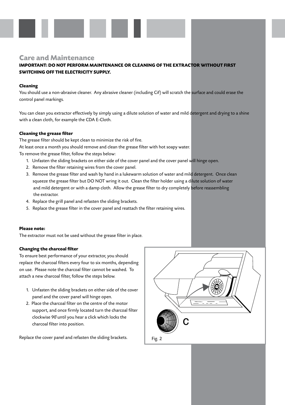 Care and maintenance | CDA CIN6 User Manual | Page 4 / 12