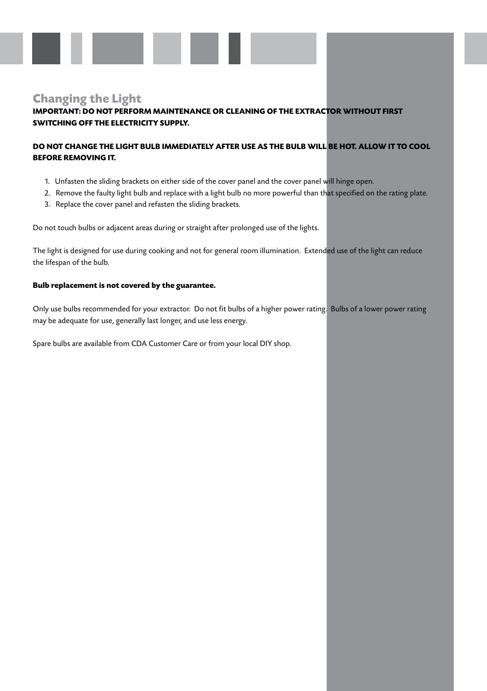 Changing the light | CDA CIN6 User Manual | Page 5 / 12