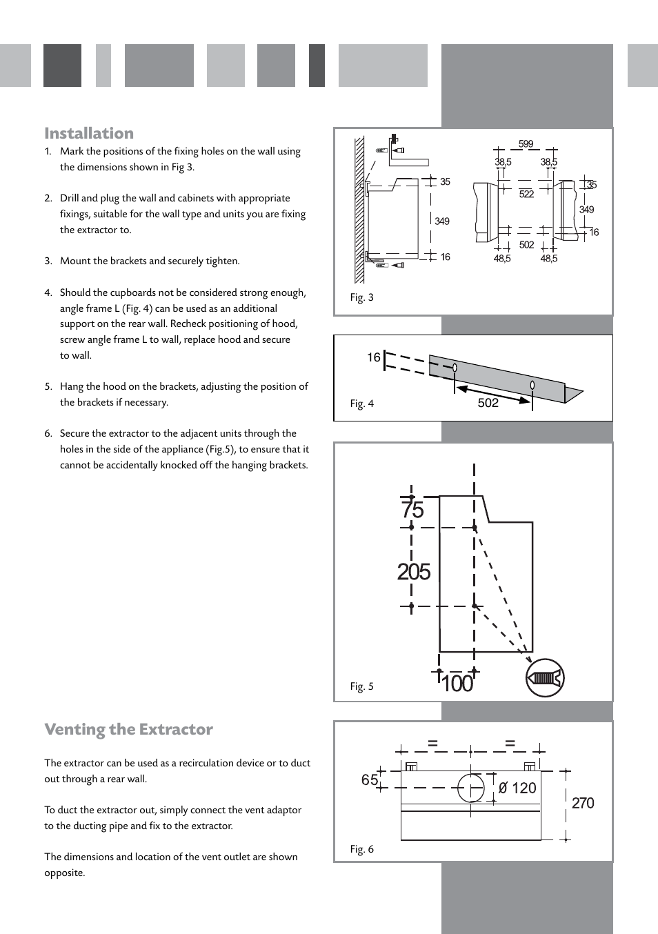 Installation, Venting the extractor | CDA CIN6 User Manual | Page 7 / 12