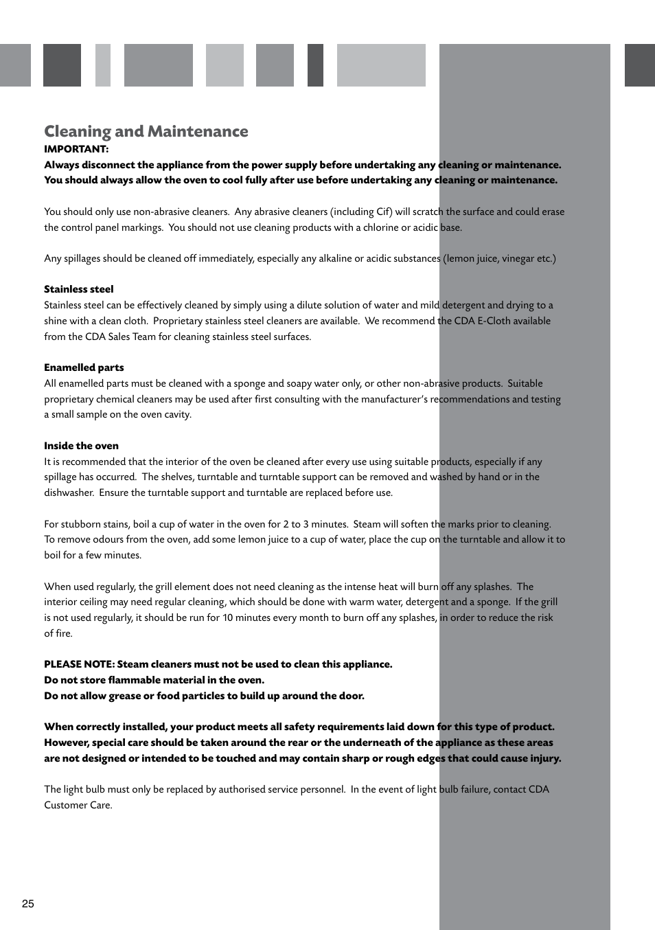 Cleaning and maintenance | CDA SV451 User Manual | Page 26 / 32