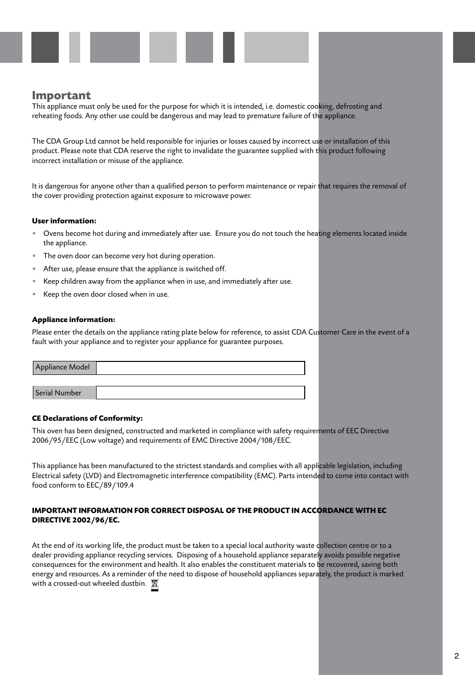 Important | CDA SV451 User Manual | Page 3 / 32