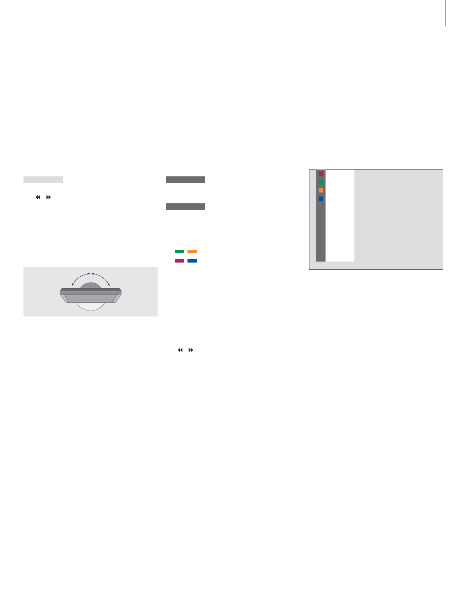 Turn the tv to the left or right, Selected functions for tv or sat | Bang & Olufsen BeoVision 5 User Manual | Page 11 / 40