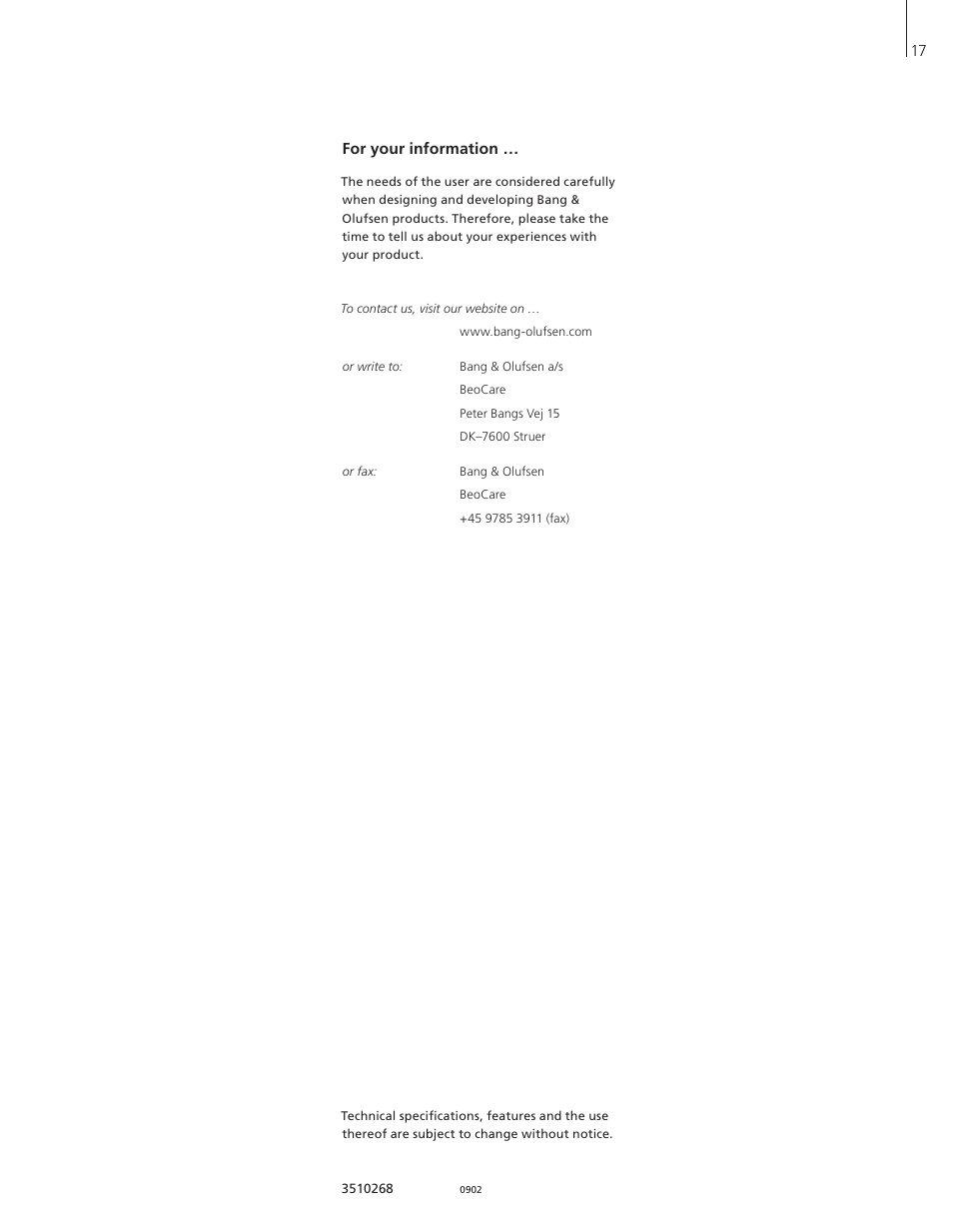 Bang & Olufsen BeoVision 6 User Manual | Page 17 / 20