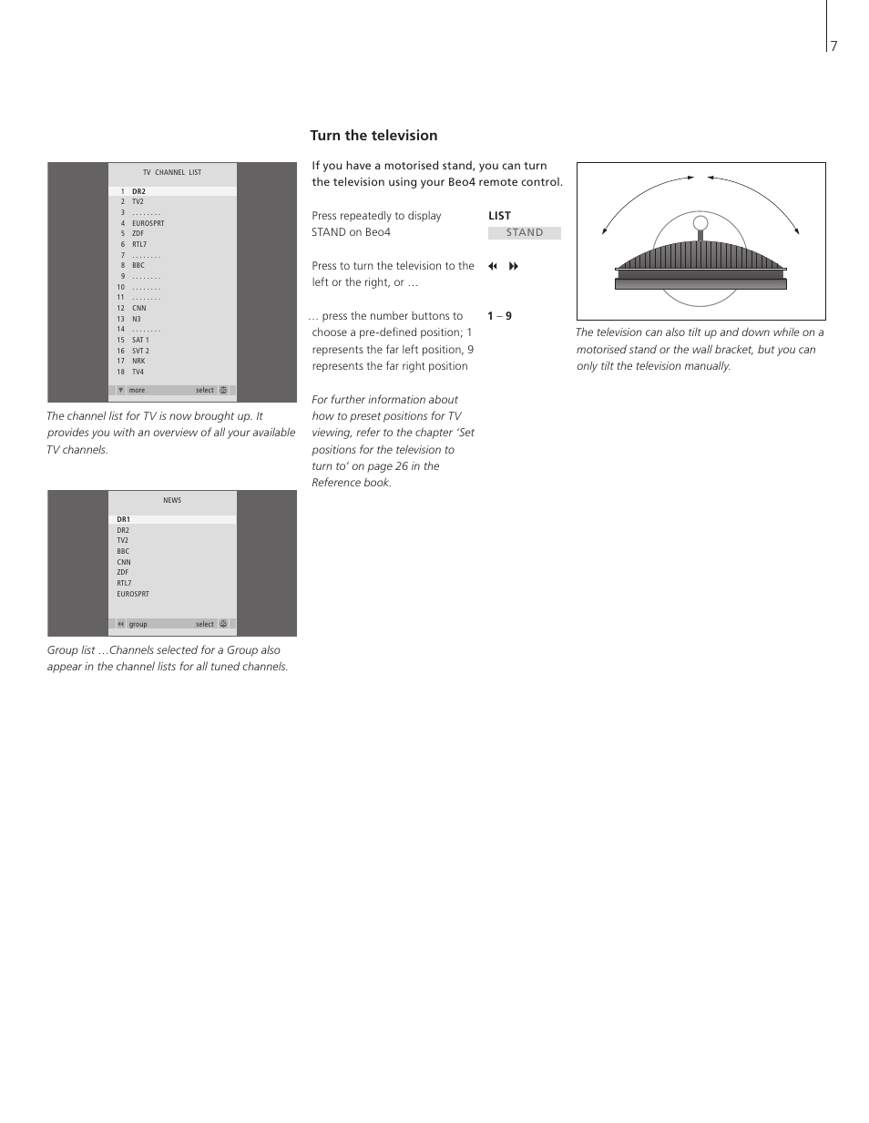 Turn the television | Bang & Olufsen BeoVision 6 User Manual | Page 7 / 20