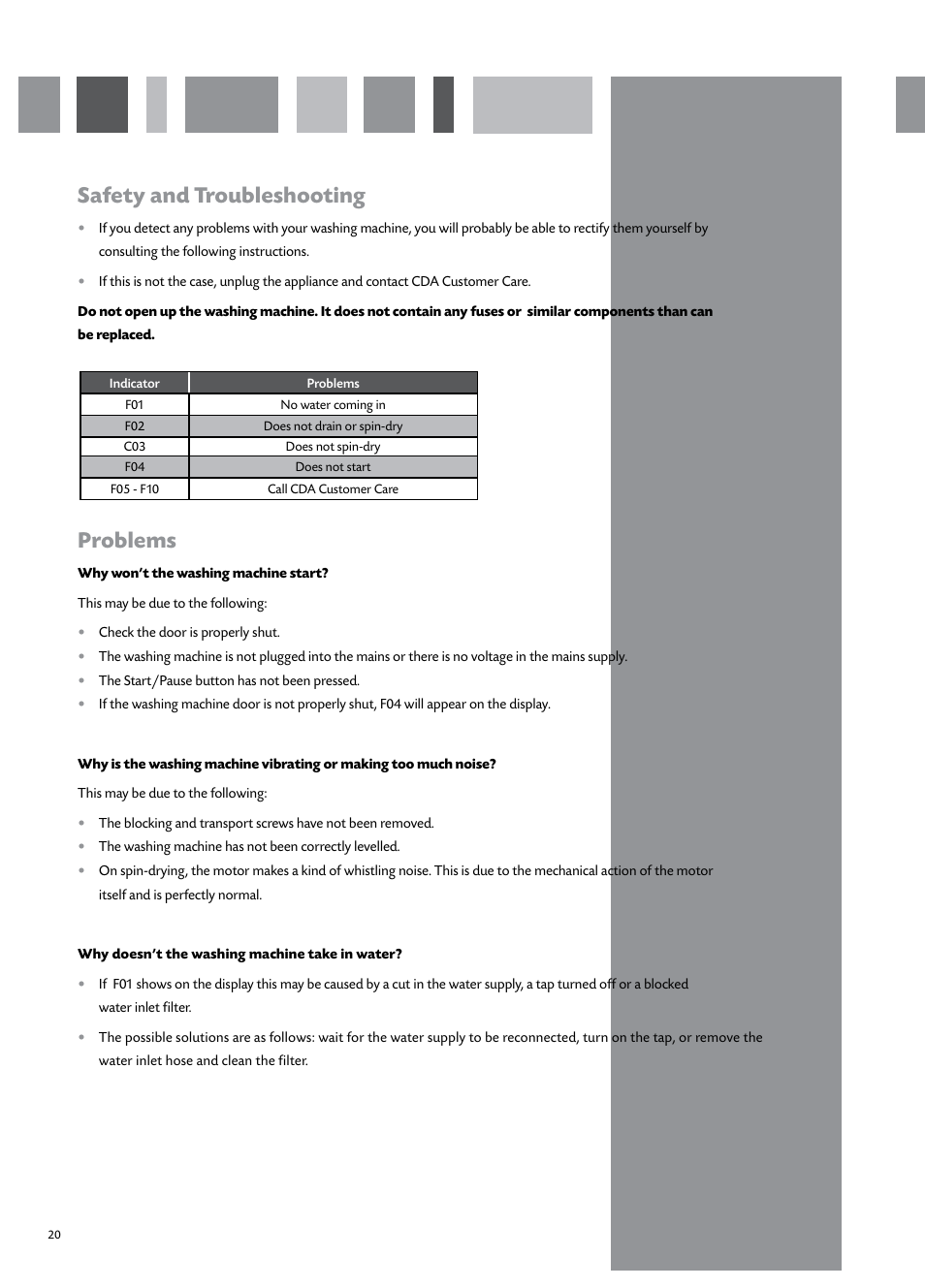 Safety and troubleshooting, Problems | CDA CI931 User Manual | Page 22 / 24