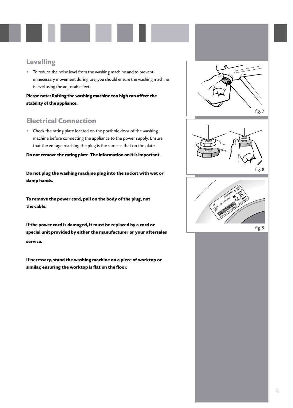 Levelling, Electrical connection | CDA CI931 User Manual | Page 7 / 24