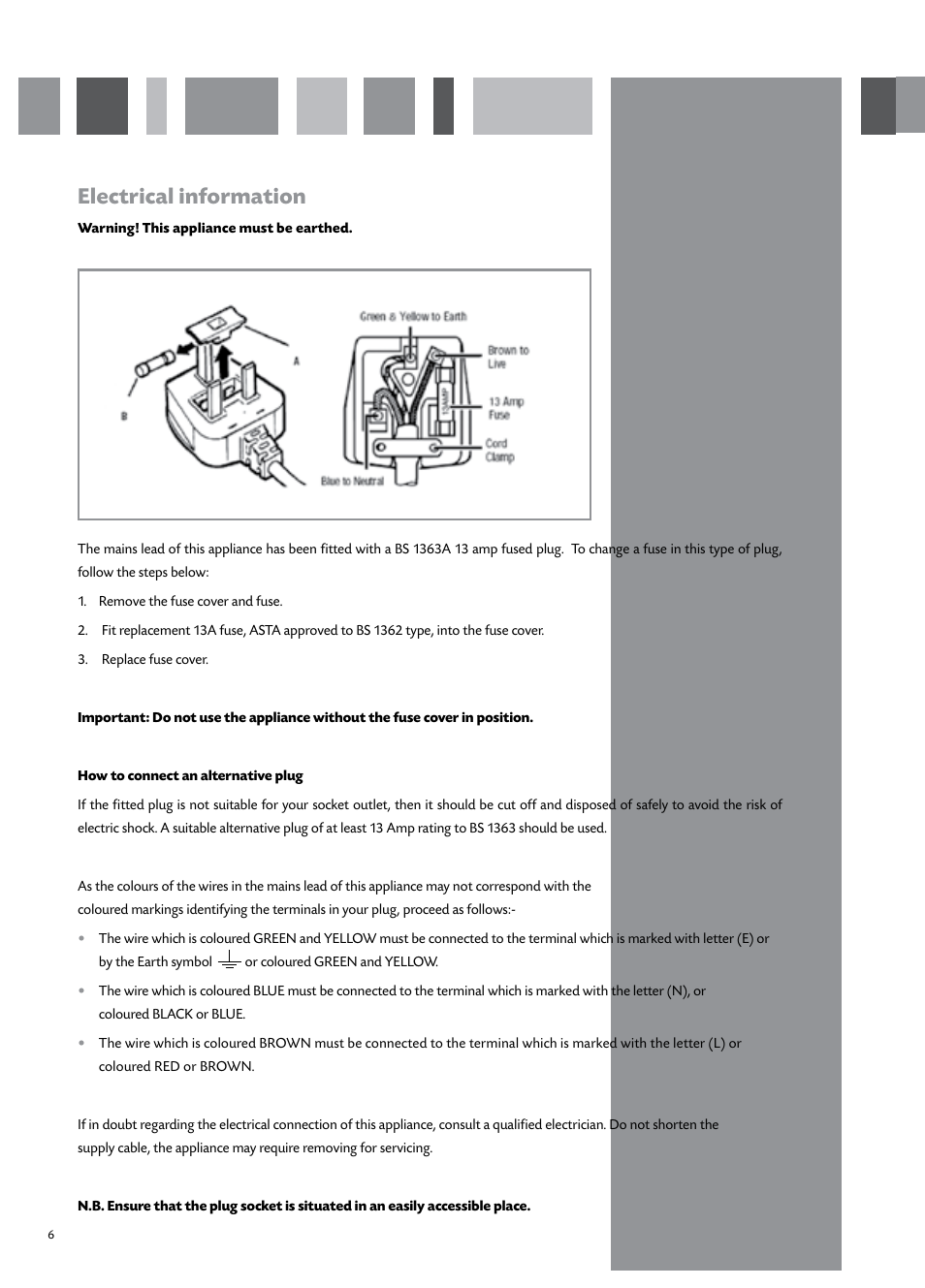 Electrical information | CDA CI931 User Manual | Page 8 / 24