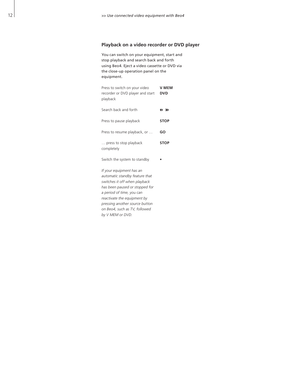 Playback on a video recorder or dvd player | Bang & Olufsen BeoVision 8-26/32 User Manual | Page 12 / 40