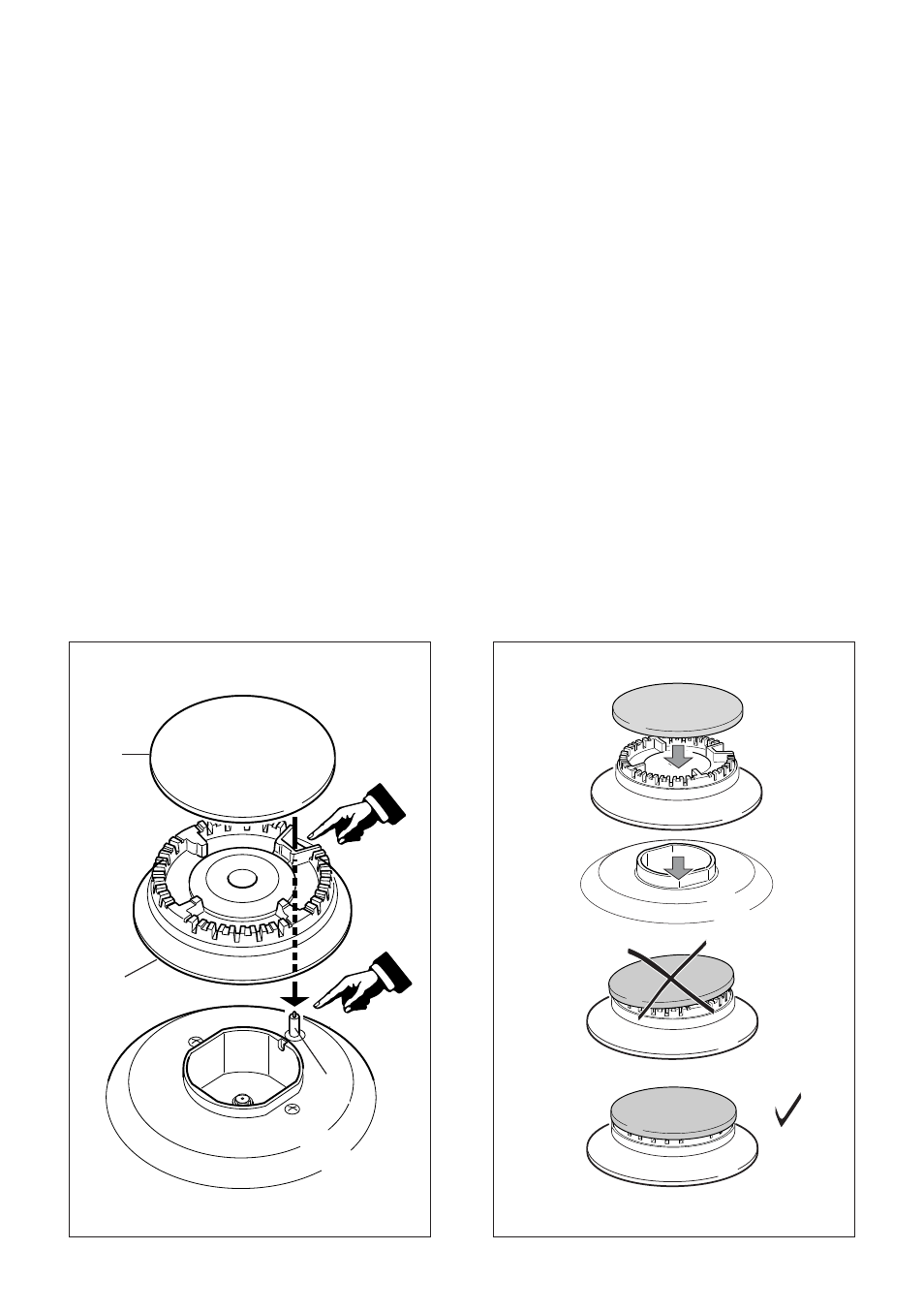 Burners, Correct replacement of the burners | CDA RV 700 User Manual | Page 24 / 48