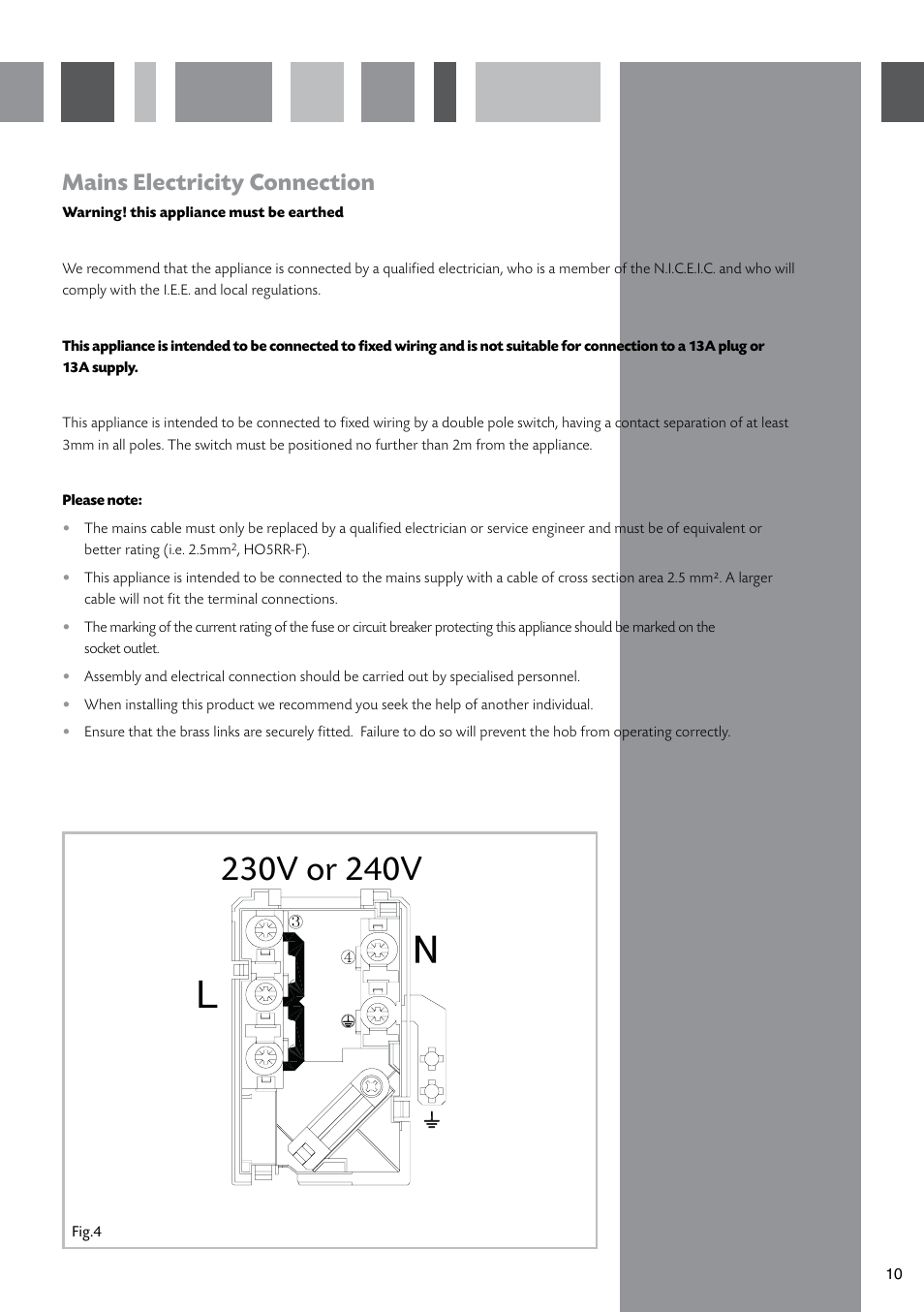 Mains electricity connection | CDA HCC762 User Manual | Page 11 / 16