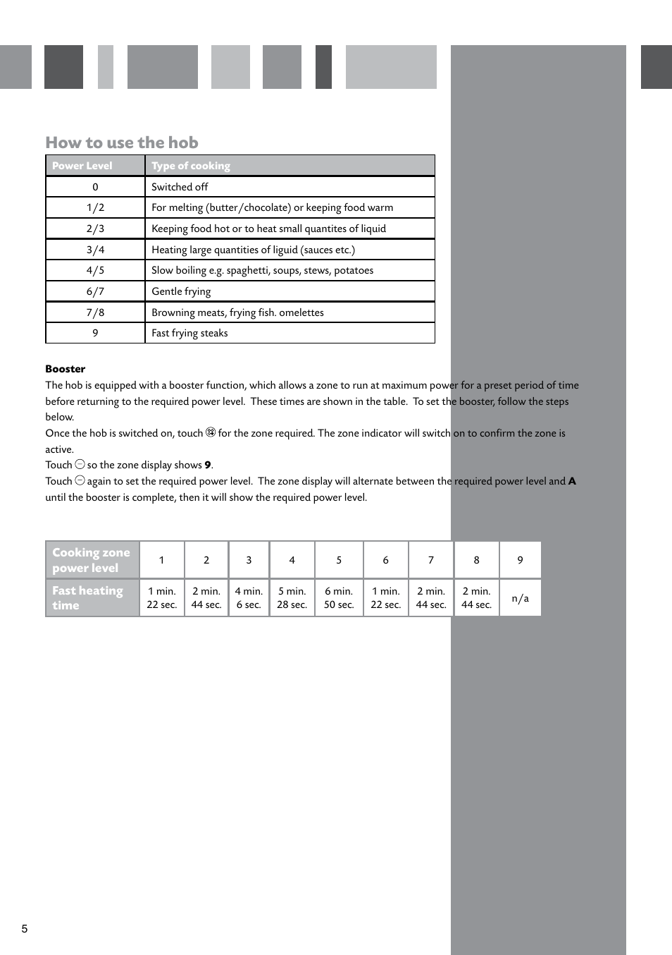 How to use the hob | CDA HCC762 User Manual | Page 6 / 16