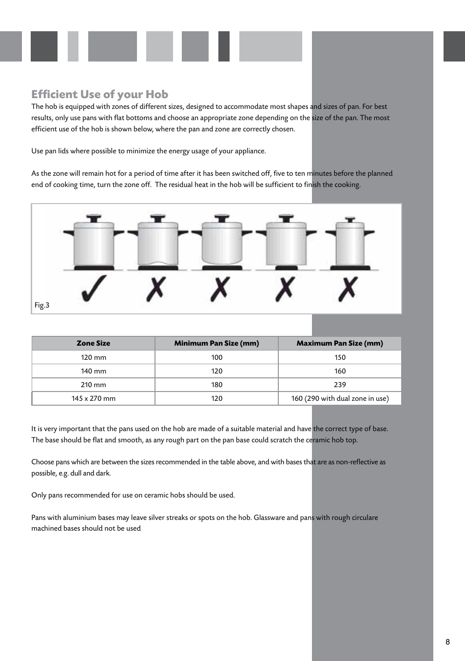 Efficient use of your hob | CDA HCC762 User Manual | Page 9 / 16