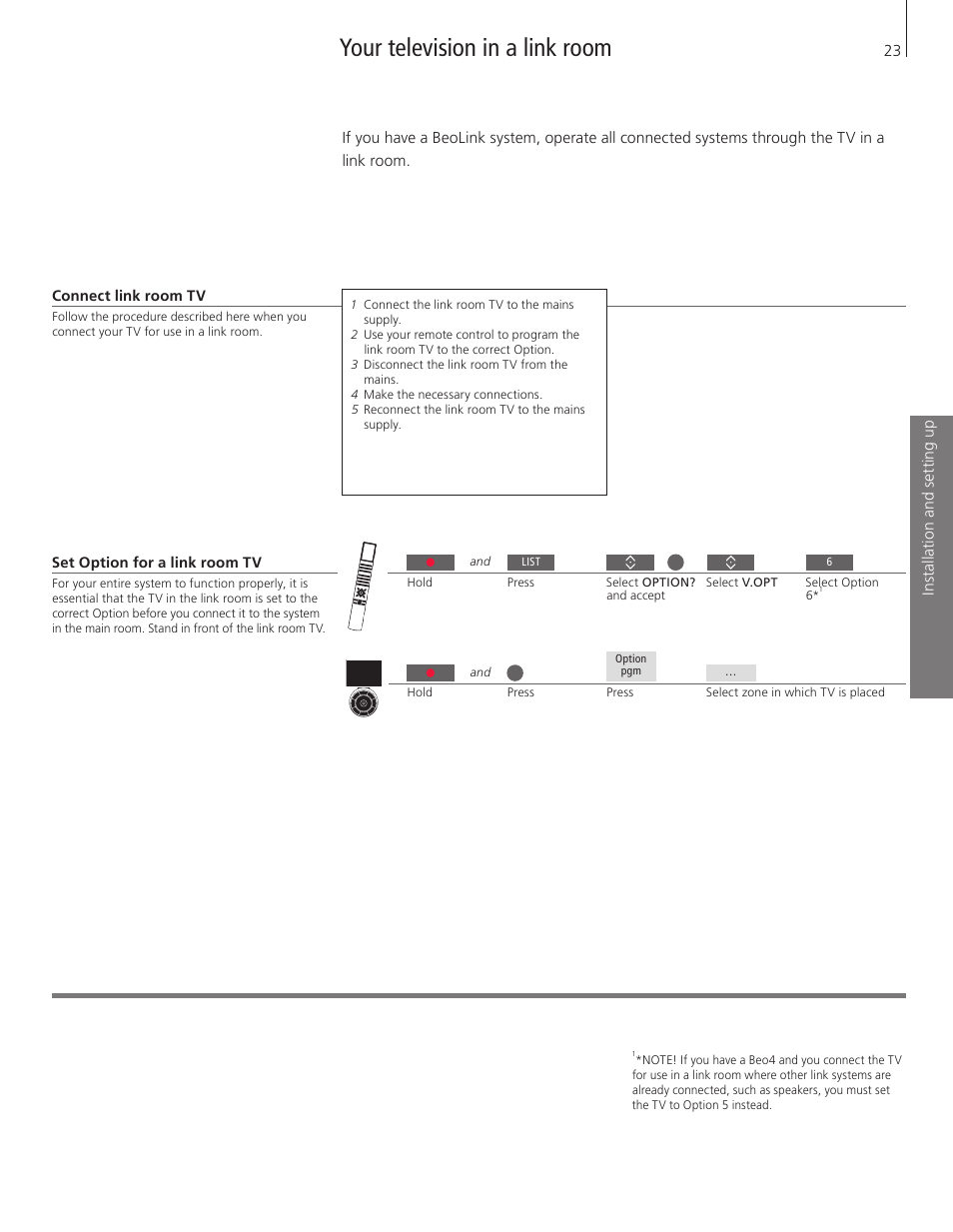 Your television in a link room | Bang & Olufsen BeoVision 8-40 User Guide User Manual | Page 23 / 44