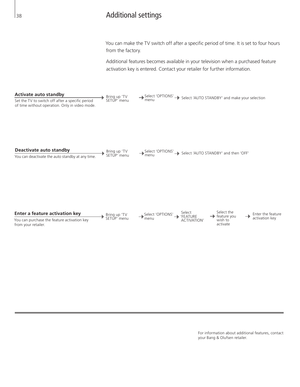 Additional settings | Bang & Olufsen BeoVision 8-40 User Guide User Manual | Page 38 / 44