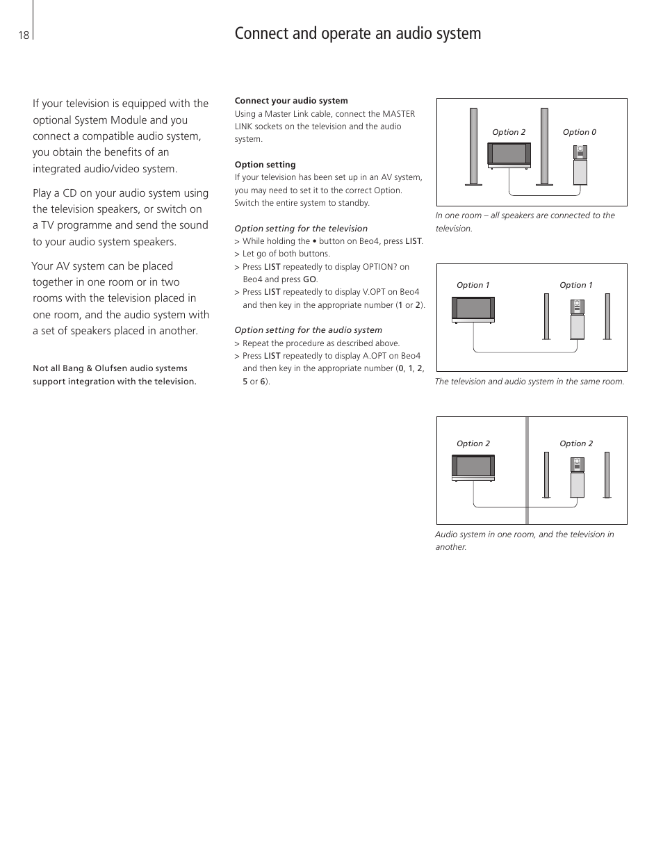 Connect and operate an audio system | Bang & Olufsen BeoVision 8-40 User Guide (pre Aug 2010) User Manual | Page 18 / 60