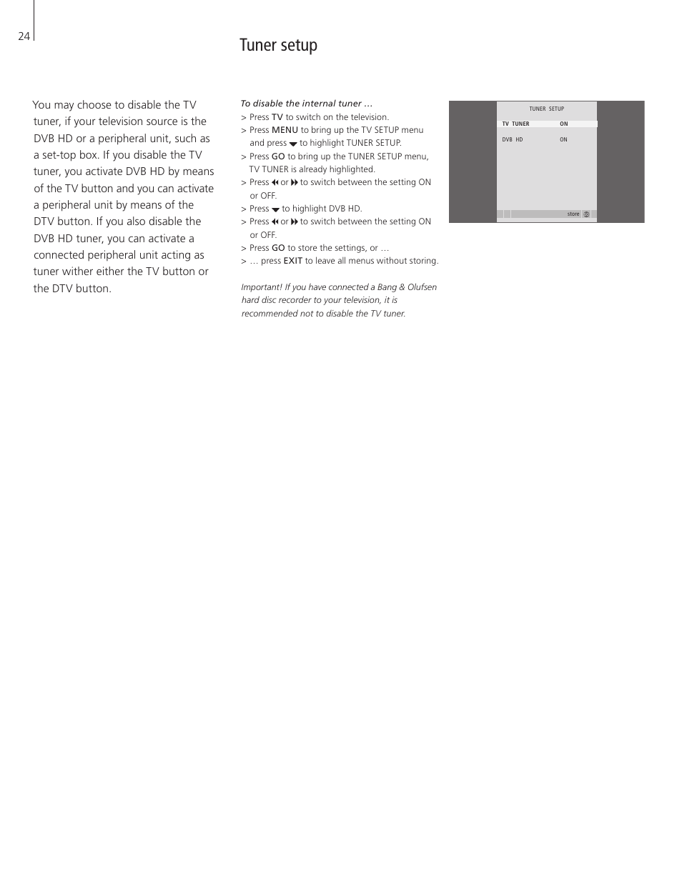 Tuner setup | Bang & Olufsen BeoVision 8-40 User Guide (pre Aug 2010) User Manual | Page 24 / 60