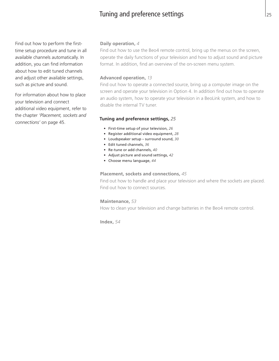 Tuning and preference settings | Bang & Olufsen BeoVision 8-40 User Guide (pre Aug 2010) User Manual | Page 25 / 60