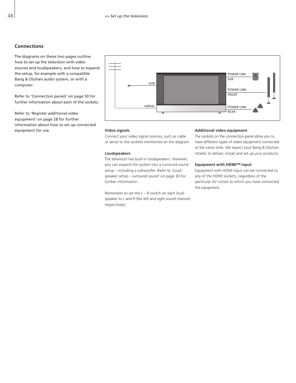 Connections | Bang & Olufsen BeoVision 8-40 User Guide (pre Aug 2010) User Manual | Page 48 / 60