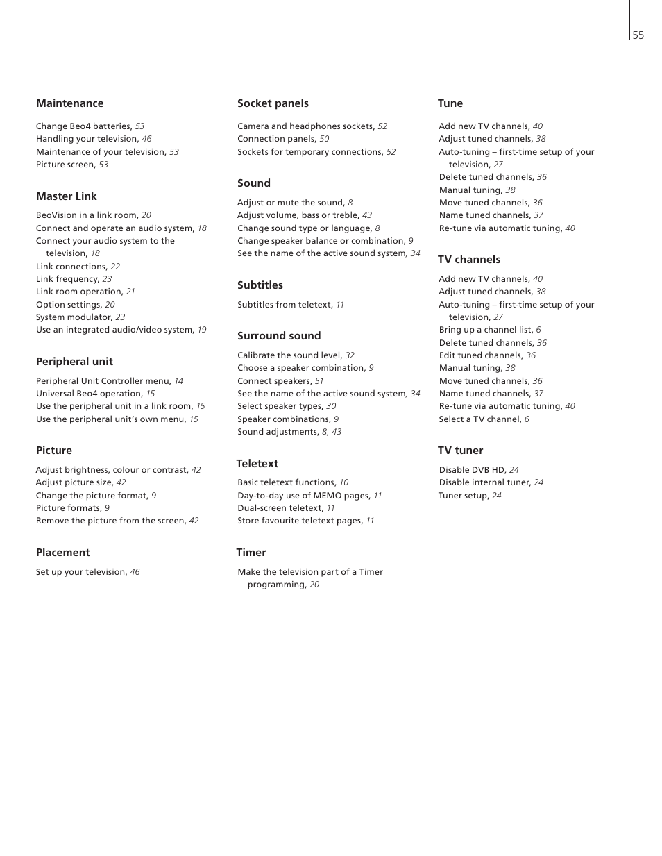 Bang & Olufsen BeoVision 8-40 User Guide (pre Aug 2010) User Manual | Page 55 / 60