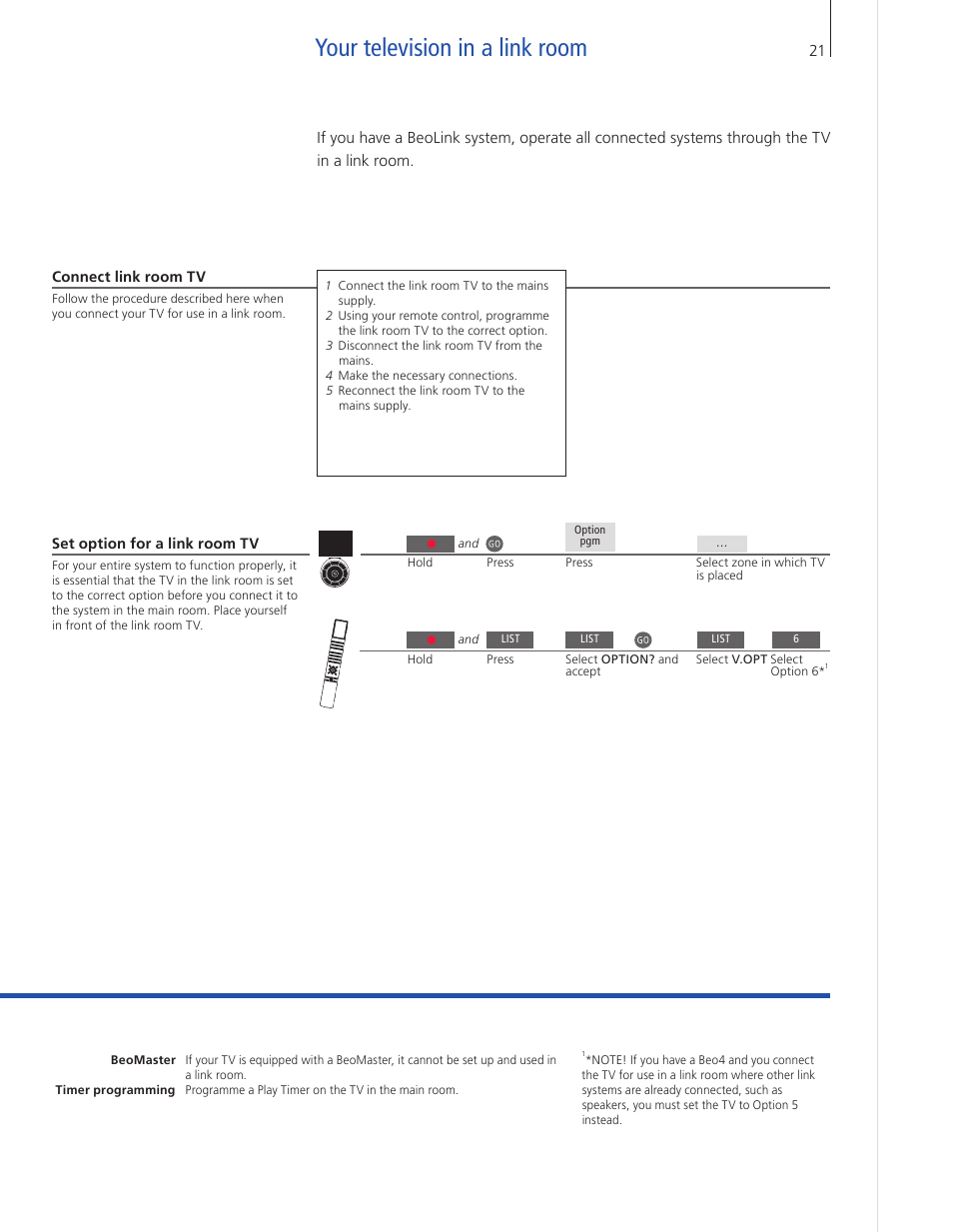 Your television in a link room | Bang & Olufsen BeoVision 9 User Guide User Manual | Page 23 / 68