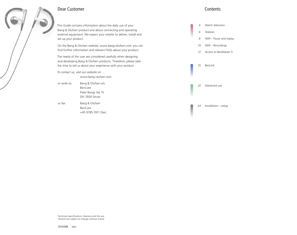 Bang & Olufsen BeoVision 9 User Guide User Manual | Page 3 / 68