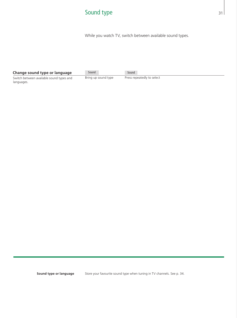 Sound type | Bang & Olufsen BeoVision 9 User Guide User Manual | Page 33 / 68