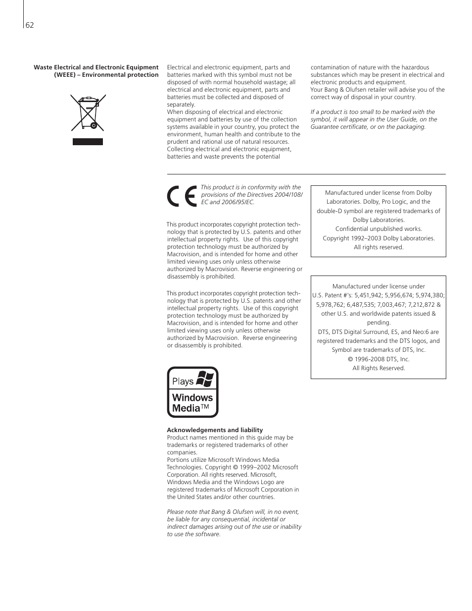 Bang & Olufsen BeoVision 9 User Guide User Manual | Page 64 / 68