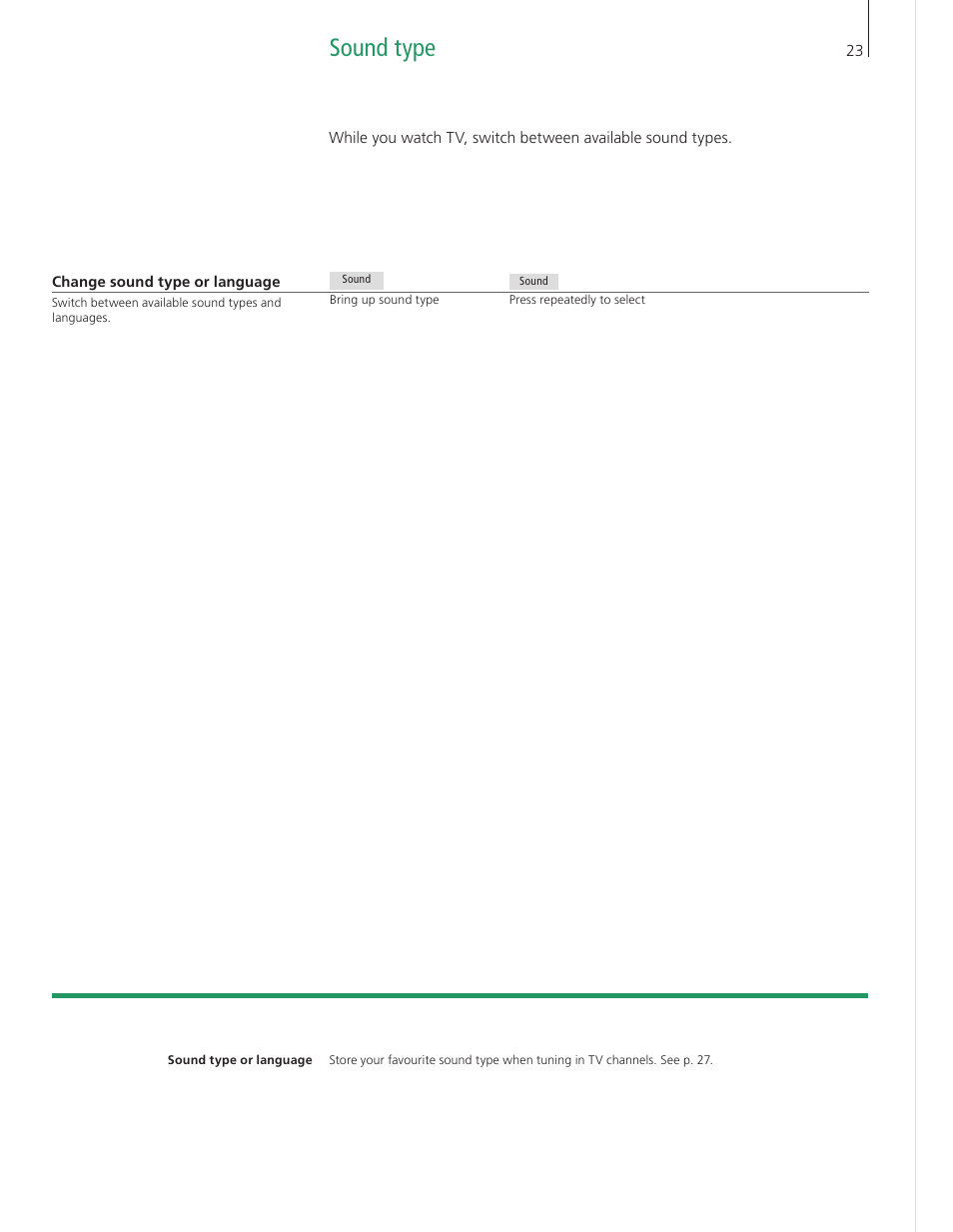 Sound type | Bang & Olufsen BeoVision 9 User Guide User Manual | Page 25 / 64