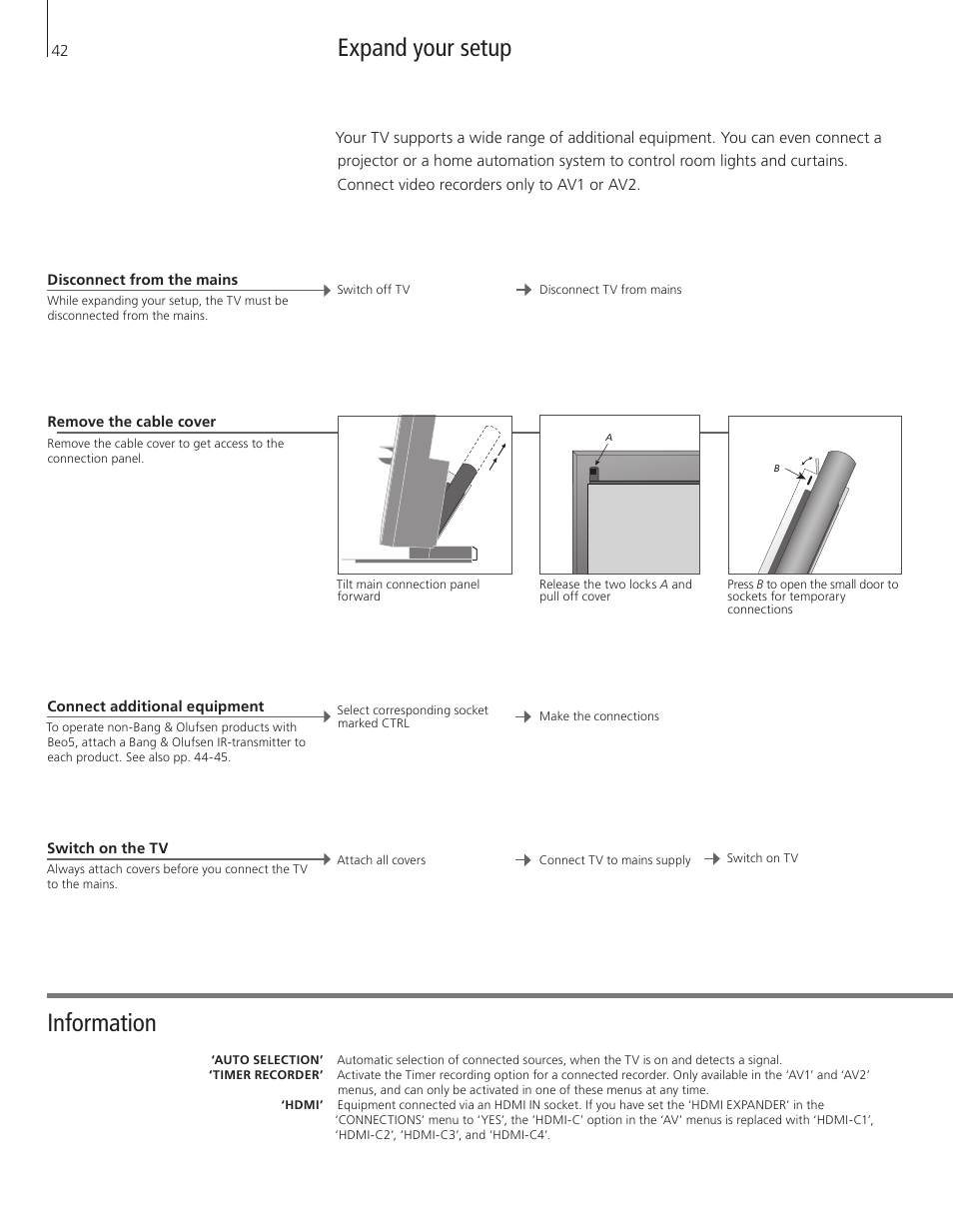 Expand your setup, Expand your setup information | Bang & Olufsen BeoVision 9 User Guide User Manual | Page 44 / 64