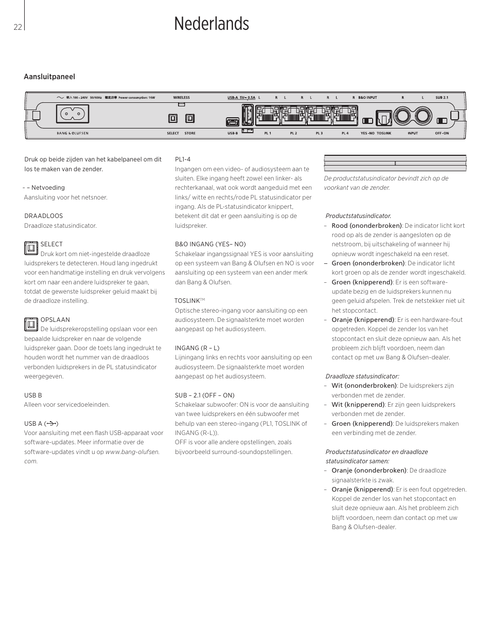 Nederlands | Bang & Olufsen BeoLab Transmitter 1 User Guide User Manual | Page 22 / 84