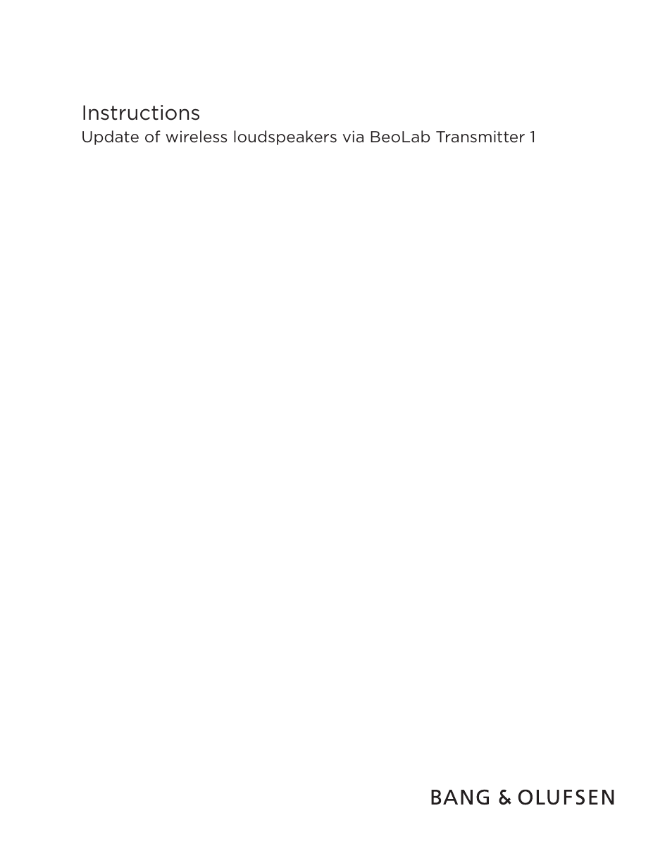 Bang & Olufsen BeoLab Transmitter 1 Software update instructions User Manual | 2 pages