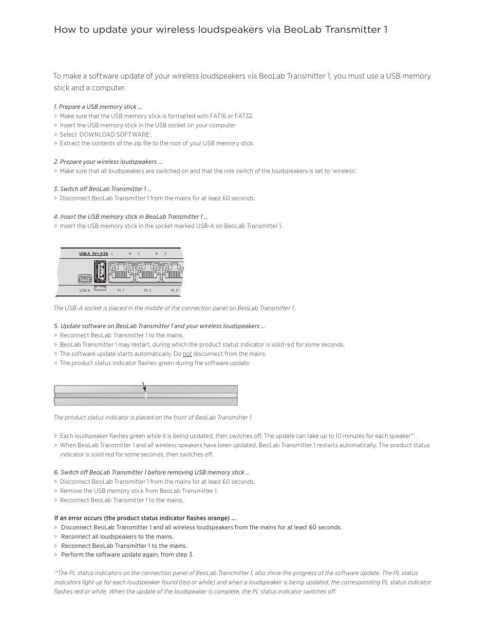 Bang & Olufsen BeoLab Transmitter 1 Software update instructions User Manual | Page 2 / 2