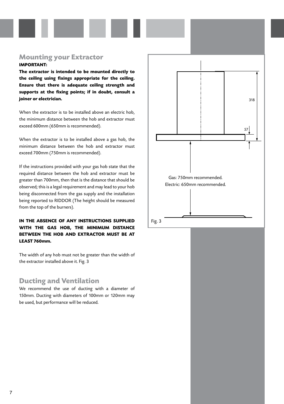 Mounting your extractor, Ducting and ventilation | CDA EVPK9 User Manual | Page 8 / 16