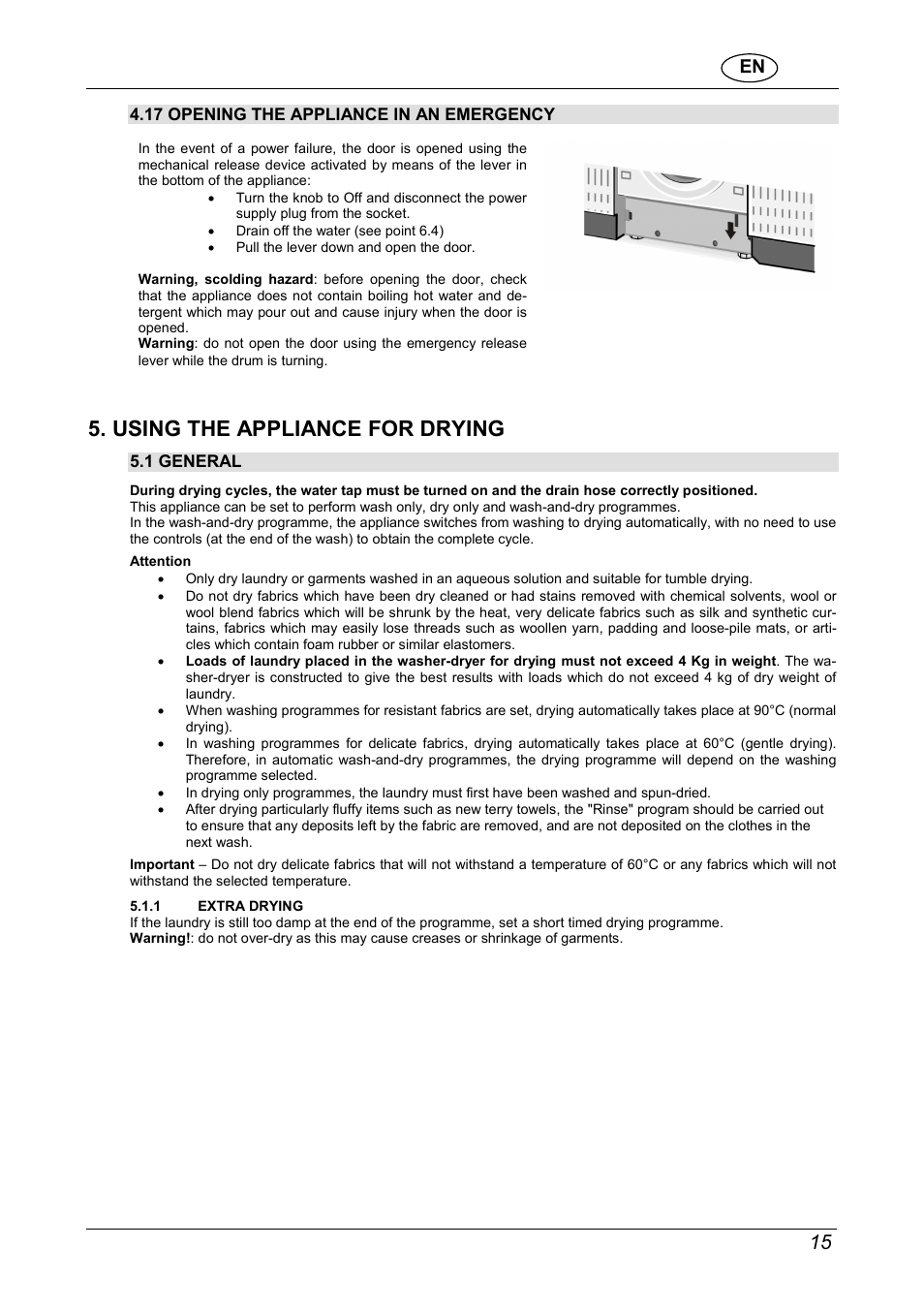 Using the appliance for drying | CDA CI970 User Manual | Page 17 / 24