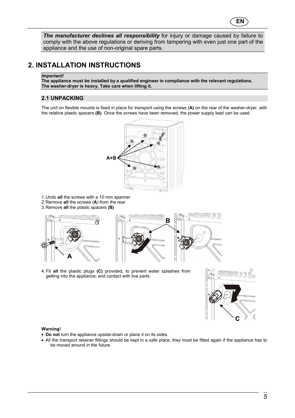 Installation instructions, Ab c | CDA CI970 User Manual | Page 7 / 24