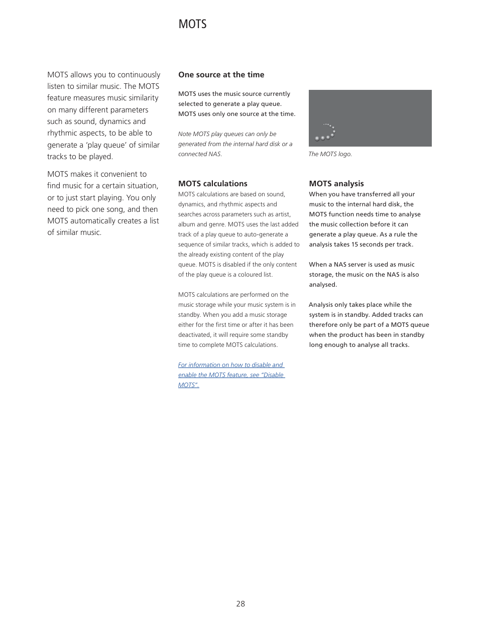 Mots, Mots, 28 find information about mots | Bang & Olufsen BeoSound 5 User Guide User Manual | Page 28 / 32