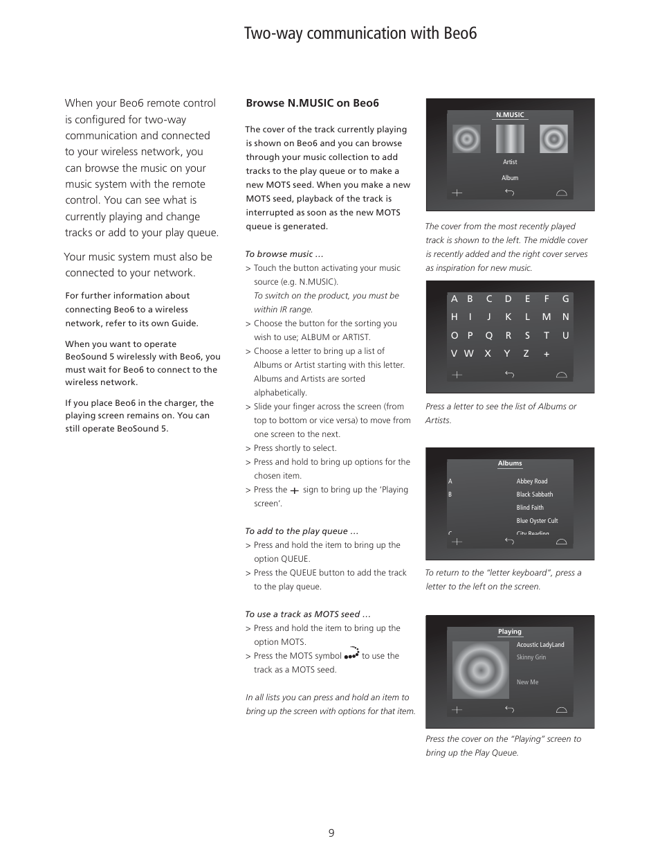 Two-way communication with beo6, Two-way communication, 9, How to use beo6 for two-way communication | Bang & Olufsen BeoSound 5 User Guide User Manual | Page 9 / 32