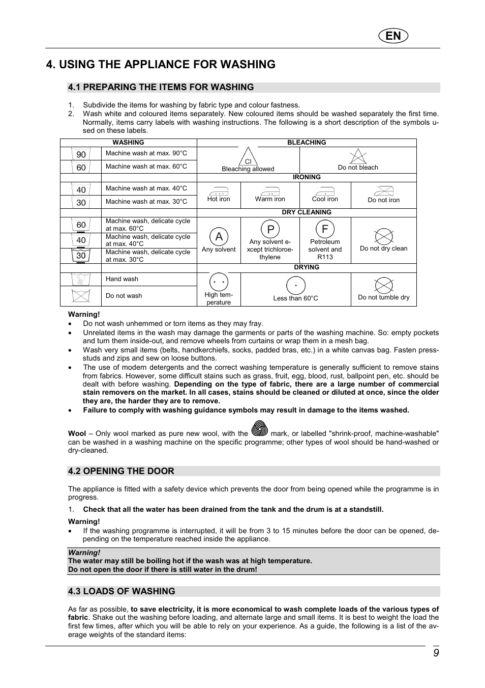 Using the appliance for washing | CDA CI370 User Manual | Page 11 / 21