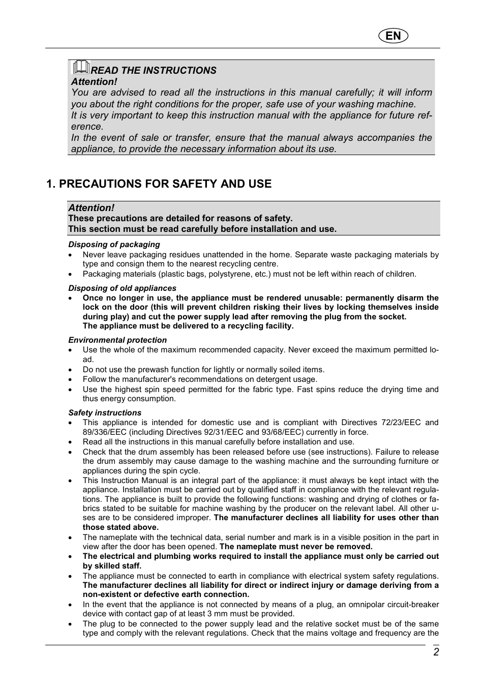 Precautions for safety and use | CDA CI370 User Manual | Page 4 / 21