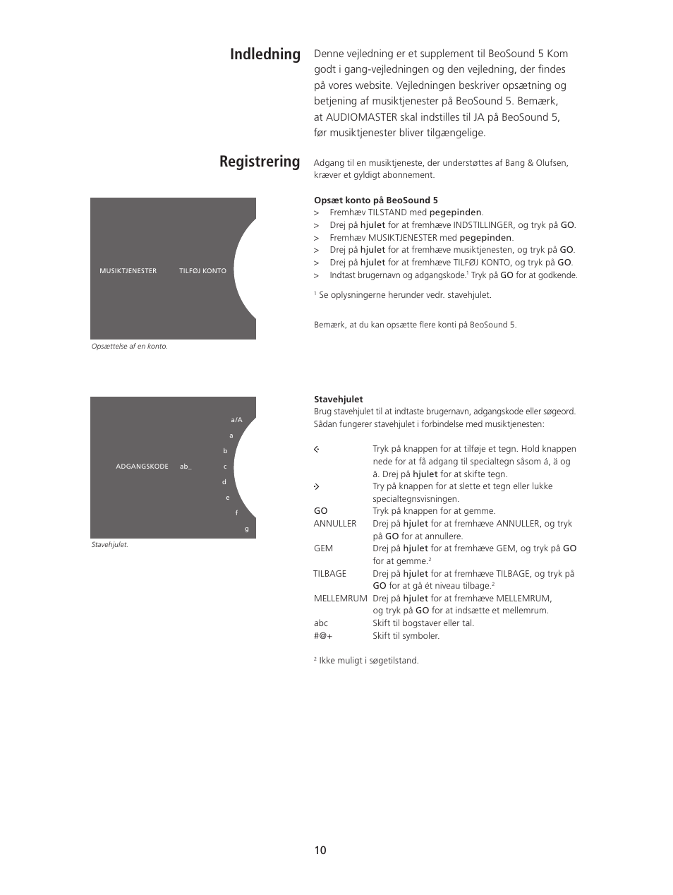 Indledning, Registrering, Indledning, 10 | Registrering, 10, Indledning registrering | Bang & Olufsen BeoSound 5 Spotify User Manual | Page 10 / 176