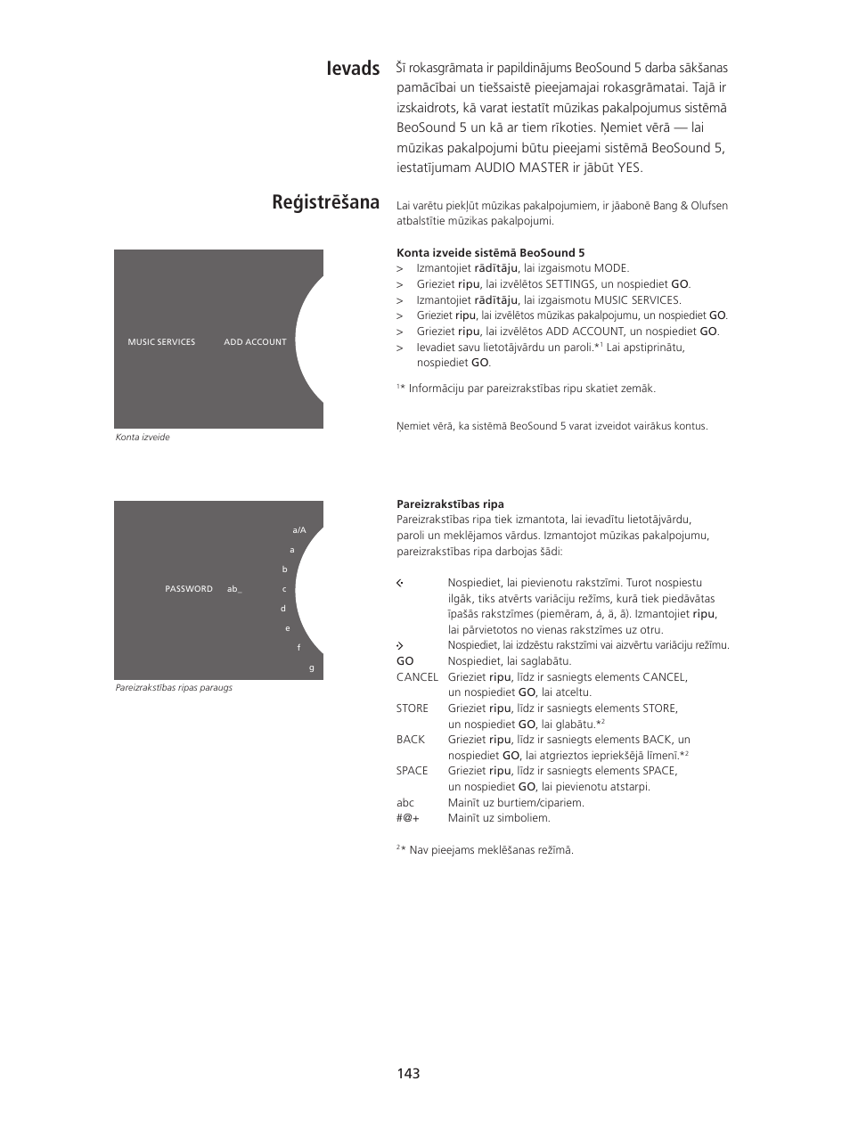 Ievads, Reģistrēšana, Ievads reģistrēšana | Bang & Olufsen BeoSound 5 Spotify User Manual | Page 143 / 176