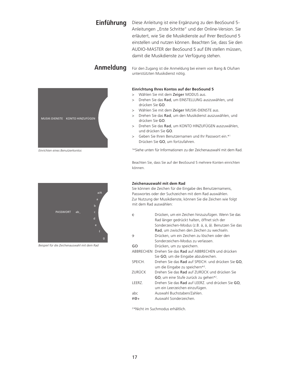 Einführung, Anmeldung, Einführung, 17 | Anmeldung, 17, Einführung anmeldung | Bang & Olufsen BeoSound 5 Spotify User Manual | Page 17 / 176