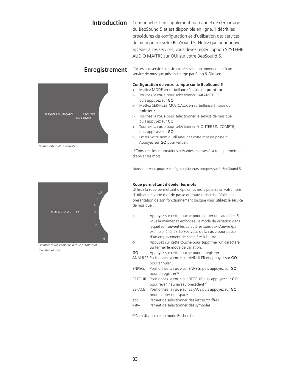 Introduction, Enregistrement, Introduction, 33 | Enregistrement, 33, Introduction enregistrement | Bang & Olufsen BeoSound 5 Spotify User Manual | Page 33 / 176