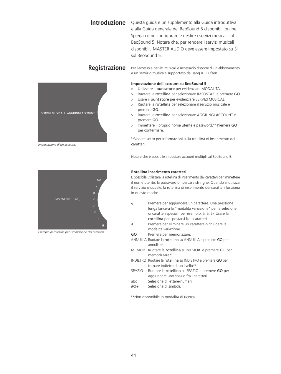 Introduzione, Registrazione, Introduzione, 41 | Registrazione, 41, Introduzione registrazione | Bang & Olufsen BeoSound 5 Spotify User Manual | Page 41 / 176
