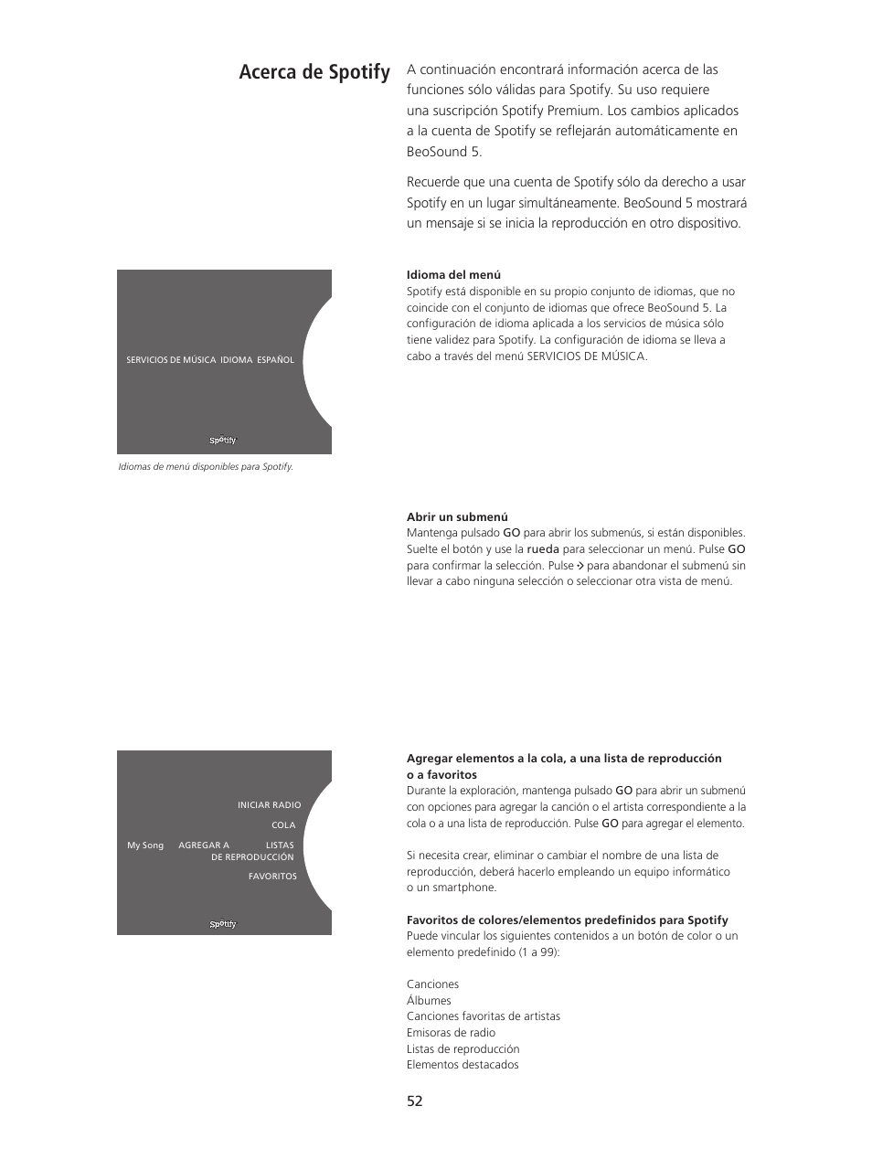 Acerca de spotify, Acerca de spotify, 52 | Bang & Olufsen BeoSound 5 Spotify User Manual | Page 52 / 176