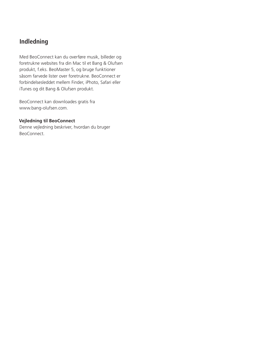 Indledning | Bang & Olufsen BeoConnect (for Mac) User Manual | Page 12 / 217