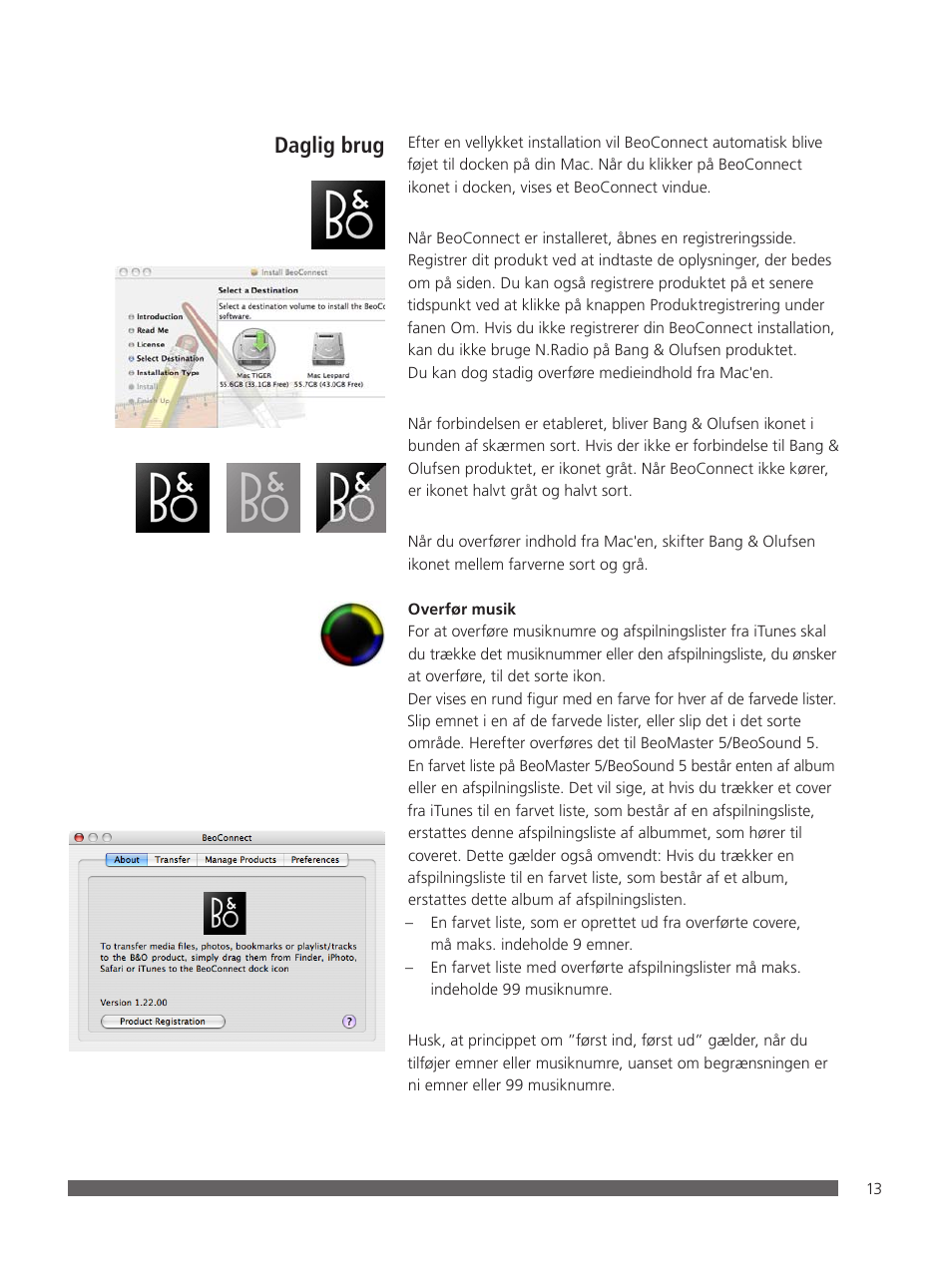 Daglig brug | Bang & Olufsen BeoConnect (for Mac) User Manual | Page 13 / 217