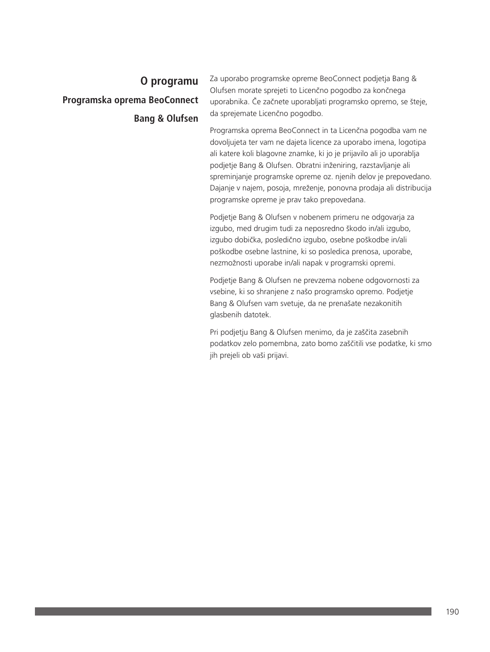 O programu | Bang & Olufsen BeoConnect (for Mac) User Manual | Page 190 / 217